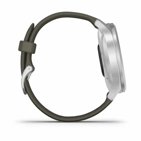 Гибридные смарт-часы Garmin VIVOMOVE STYLE серебристый с травяным силиконовым ремешком - Фото 5