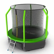 Уличный батут EVO JUMP Cosmo 8ft (Green) с внутренней сеткой и лестницей + нижняя сеть