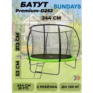 Батут Sundays Champion Premium-D252 (с ограждением)